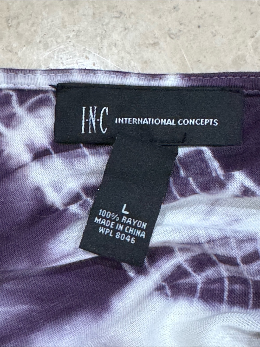 INC Purple Tie-Dye Long Sleeve Top - Picture 4 of 4